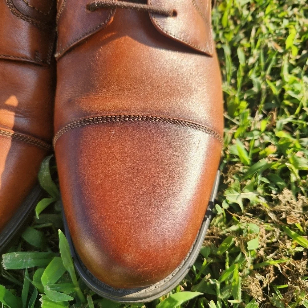 Florshein Cap Toe Dress Oxford SHOES Cognac Lace Up Size 9D Like NEW
